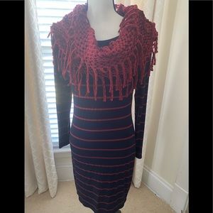 Great fall dress with scarf